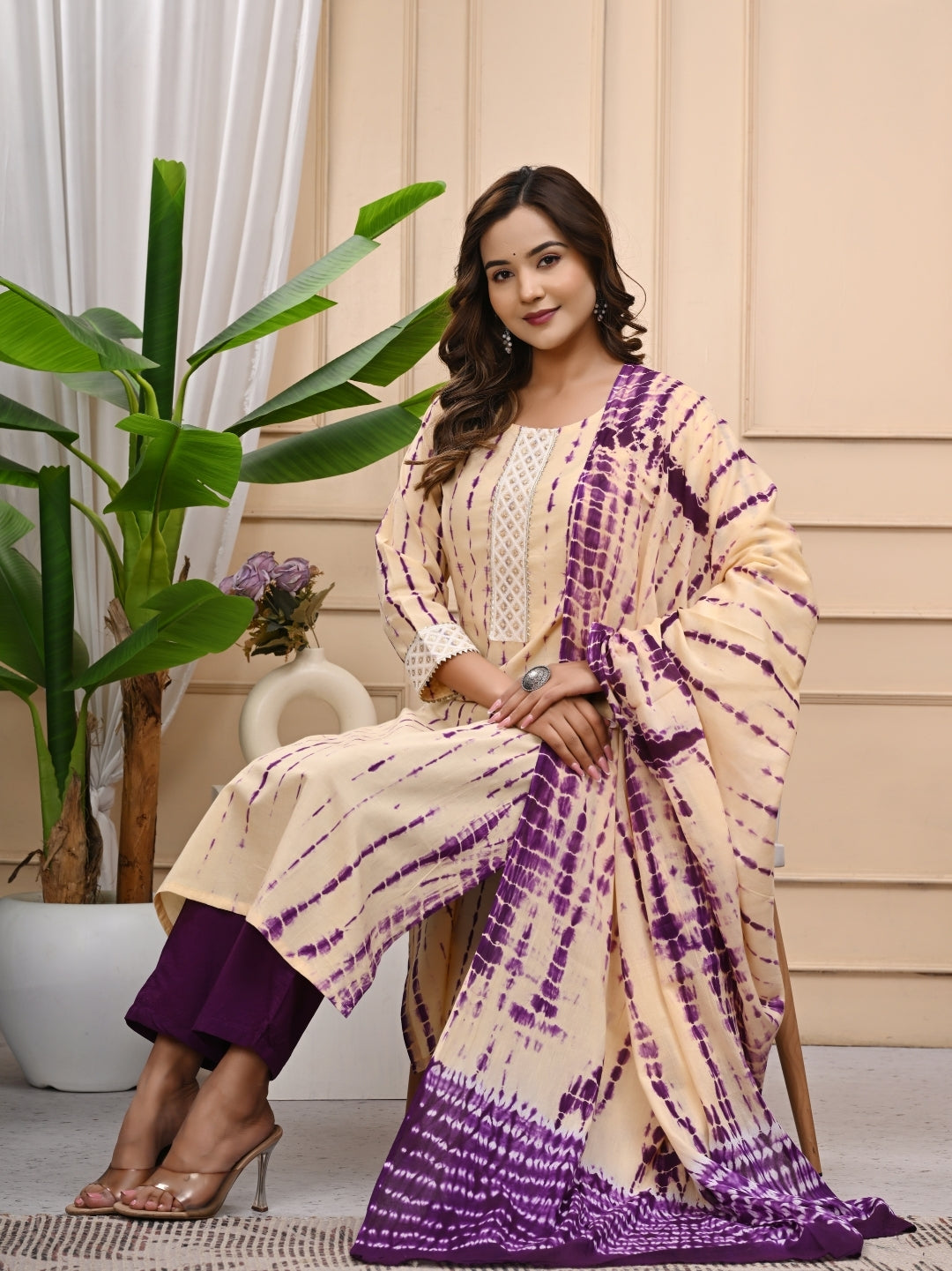 Shibori Tie and Dye Printed Cotton Stitched Suit