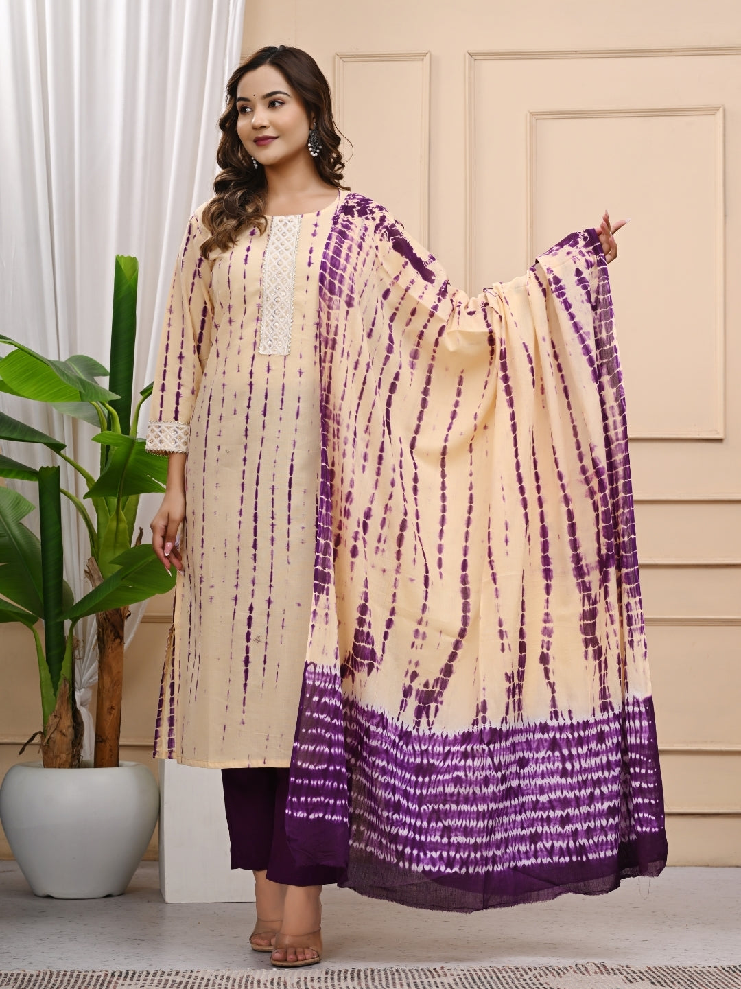 Shibori Tie and Dye Printed Cotton Stitched Suit