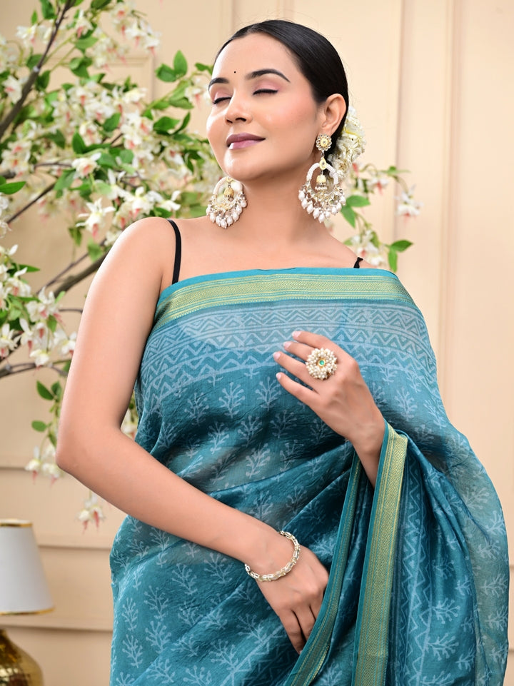 Bagru Print Maheshwari Silk Sarees