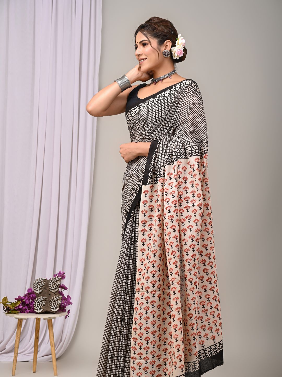 Traditional Ver Demanded Bagru HandBlock Pure Mul Cotton Saree