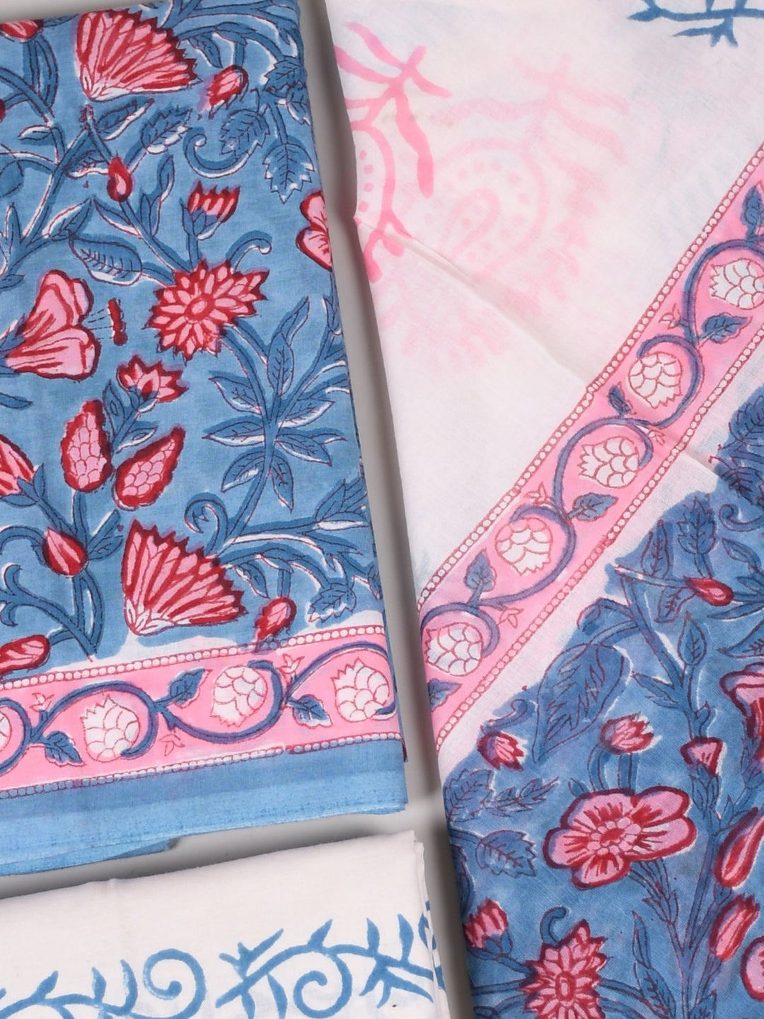 Handcrafted Repid Jaal HandBlock Cotton Suit With Mul Cotton Dupatta