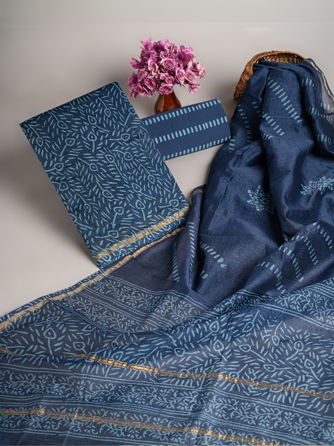 Hand-Block Printed Chanderi Silk Suits