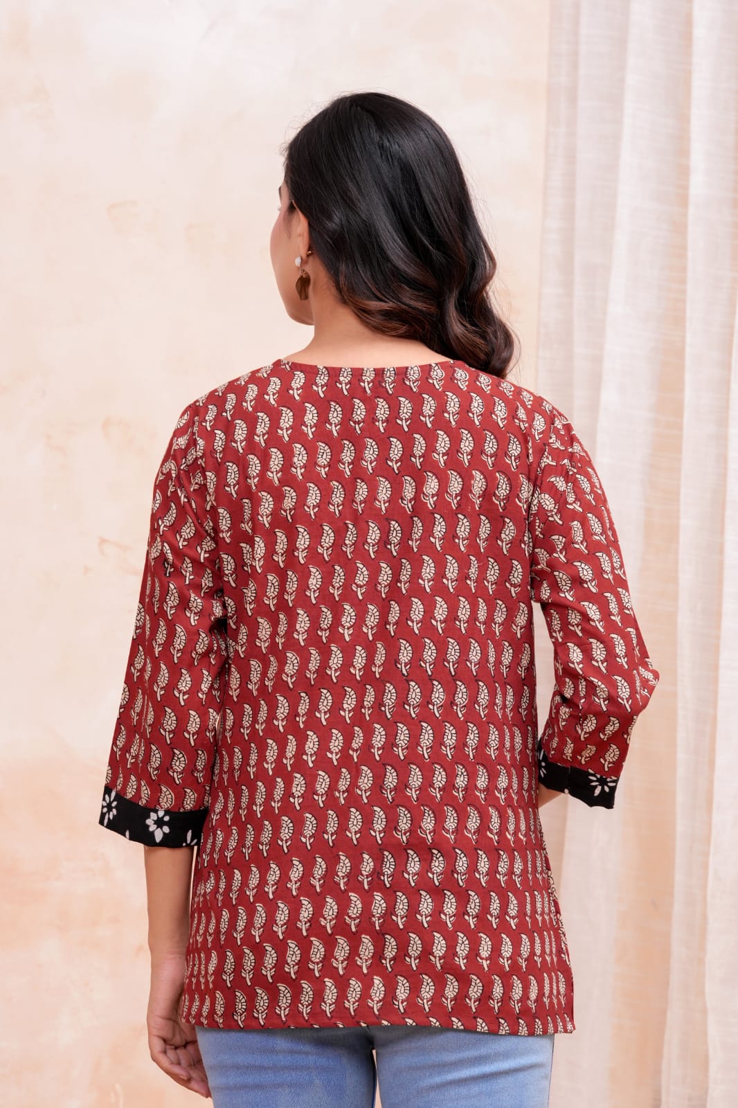 Bagru Butti Hand Block Printed Pure Cotton Short Kurti
