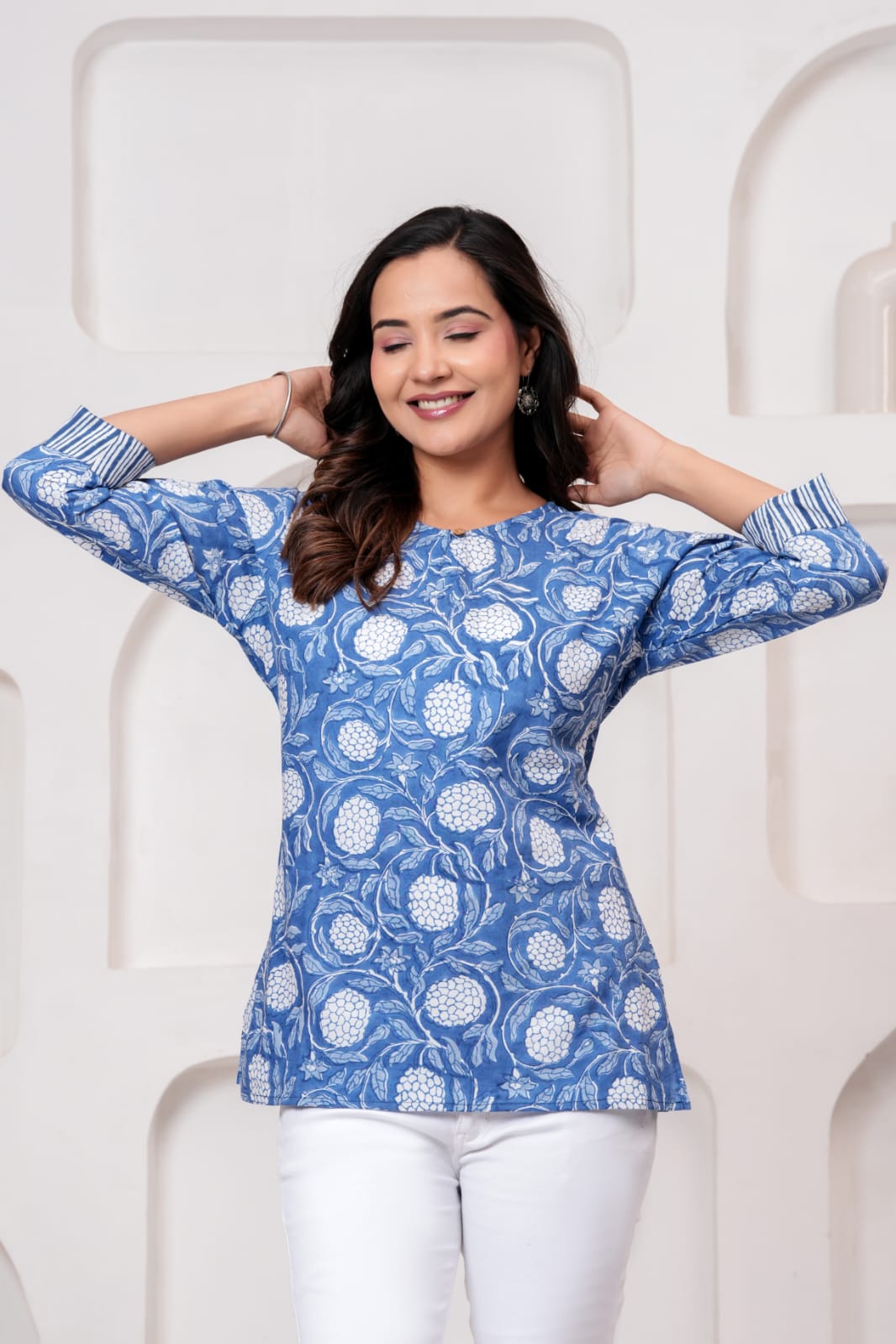 Elegant Hand Block Printed Pure Cotton Short Kurti