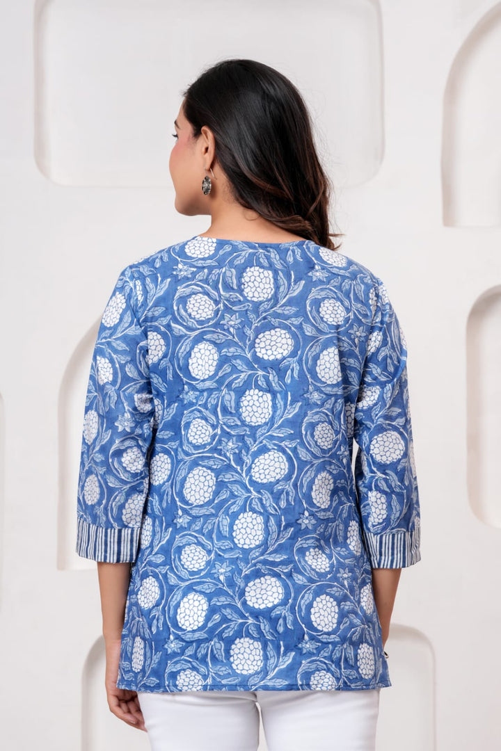 Elegant Hand Block Printed Pure Cotton Short Kurti