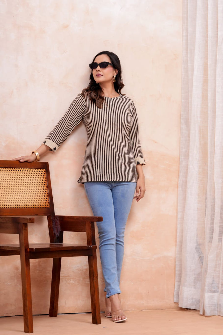 Everyday Charm Hand Block Printed Pure Cotton Short Kurti