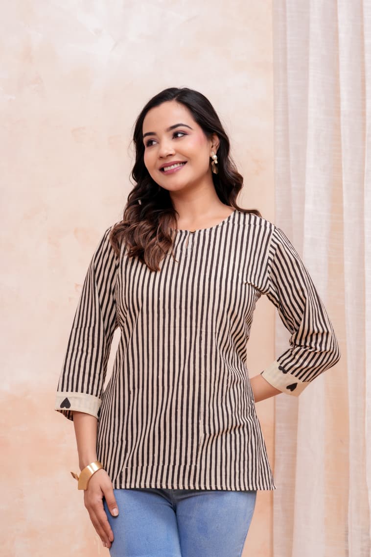 Everyday Charm Hand Block Printed Pure Cotton Short Kurti