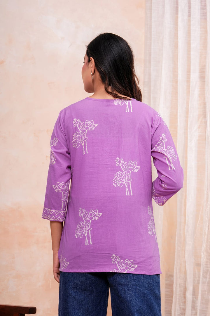Graceful Hand Block Printed Pure Cotton Short Kurti