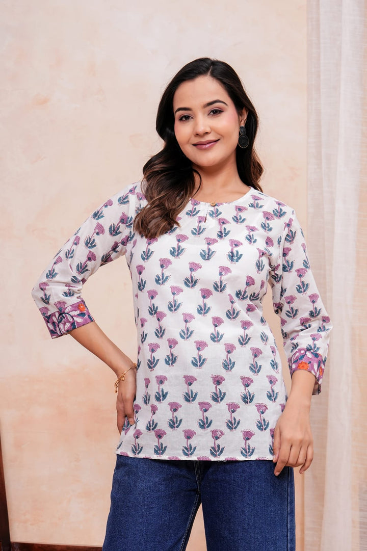Handcrafted Hand Block Printed Pure Cotton Short Kurti