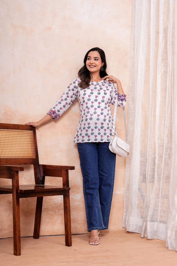 Handcrafted Hand Block Printed Pure Cotton Short Kurti