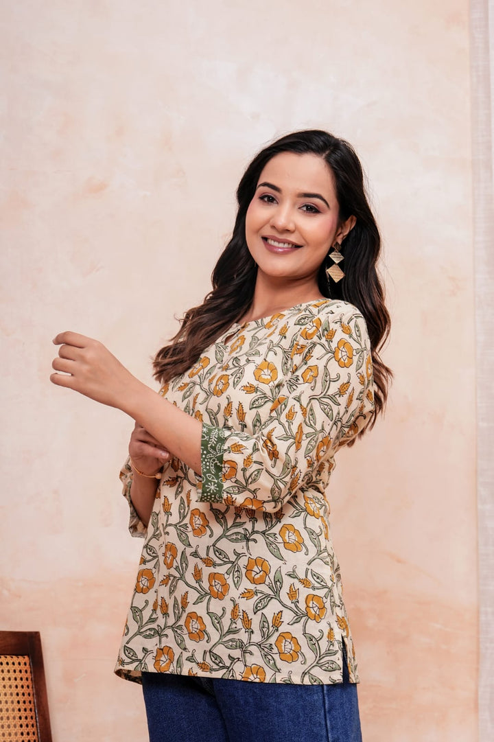 Premium Hand Block Printed Pure Cotton Short Kurti