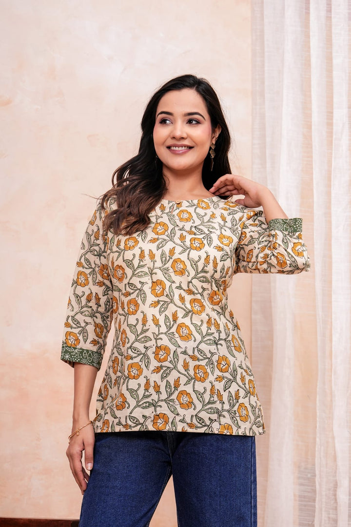 Premium Hand Block Printed Pure Cotton Short Kurti