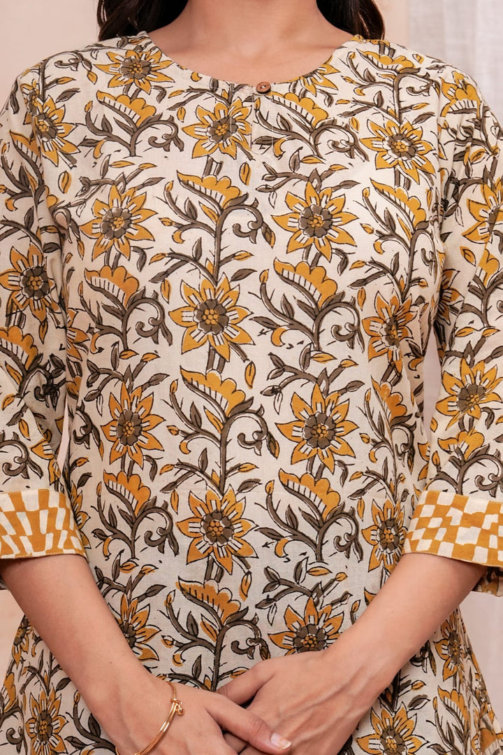 Traditional Bagru Hand Block Printed Pure Cotton Short Kurti