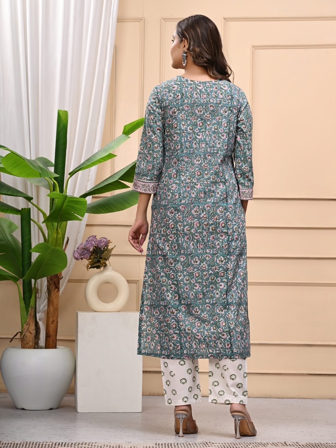 Bagru Handblock Printed Cotton Stitched Suit – 3-Piece Set