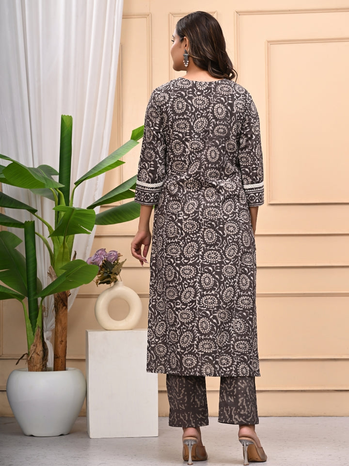 Natural Kashish Handblock Printed Cotton Stitched Suit