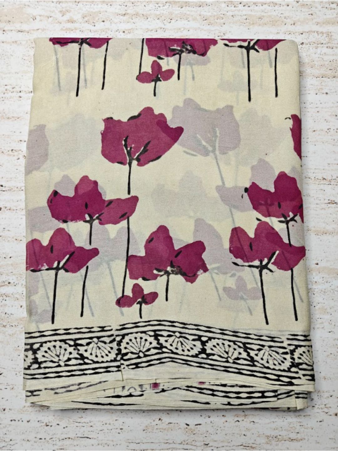 Flower Design Bagru HandBlock Super Georgette Saree